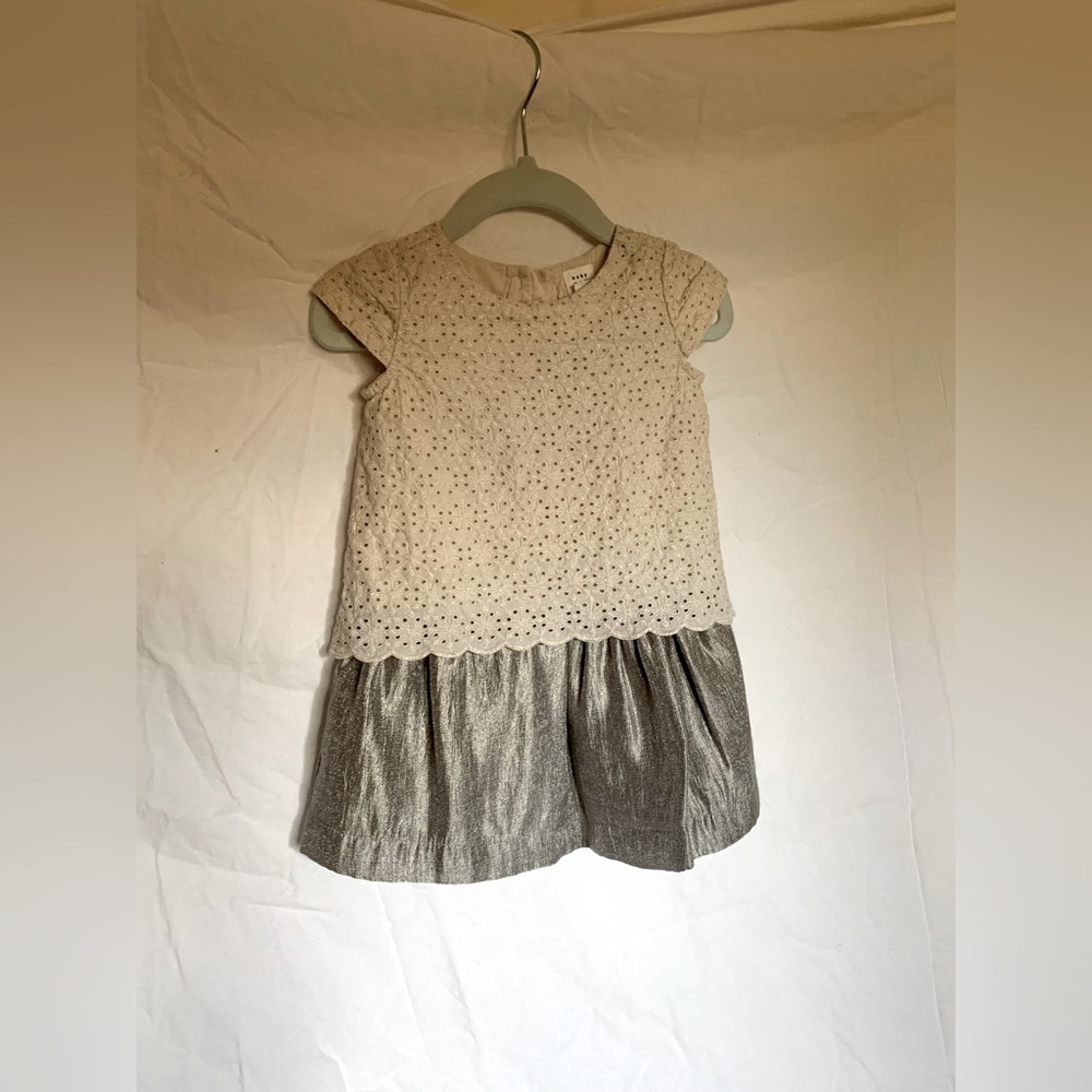 Baby gap cream and metallic silver paisley holiday dress